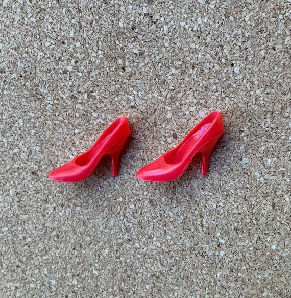 Vintage Barbie Shoes Philippines 4598 2859 Red Closed Toe Spike Heel Skinny Feet Circa 1980s Etsy