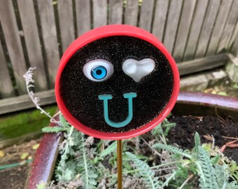 Upcycled I LOVE YOU planter stick, gift mom wife spouse friend