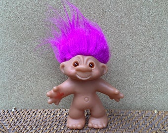 Vintage  Troll Doll, TT Orignal 2001, Fuchsia hair, 5 inches, Nurse Karen Kindly undressed