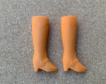 Vintage Barbie boots 1990s tall English Equestrian riding boot, Orange soft