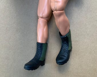 Vintage action figure combat boots green and black