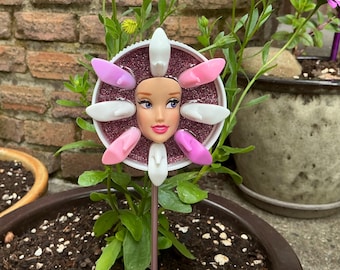 Weird Doll face plant stick upcycled