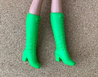 Vintage Green squishy Mod Barbie Francie doll boots 1970