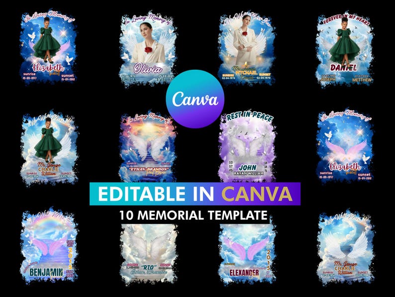 Editable Memorial Canva Template Bundle, Funeral Program, Celebration ...