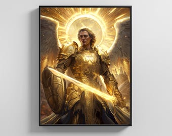 Michael Archangel Printable Wall Art | 8K Digital Modern New Age Artwork Prints | Instant Download Spiritual Decor | Christian Gift Poster