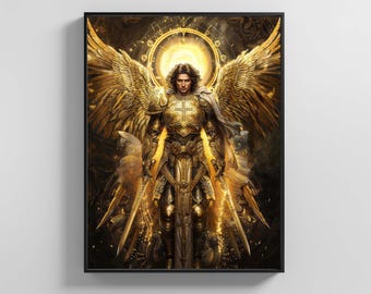 Michael Archangel Printable Wall Art | 8K Digital Modern New Age Artwork Prints | Instant Download Spiritual Decor | Christian Gift Poster