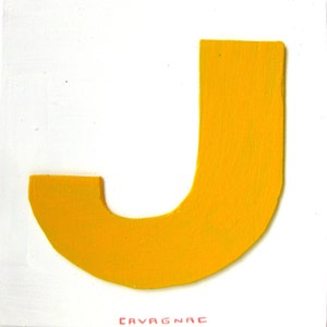 Pintura juvenil / original j / arte com letras alfabéticas parece um macarrão J / 5086