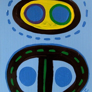 Blue Means Go / original painting / it's not all over now baby blue traffic lights gone wild / 1992