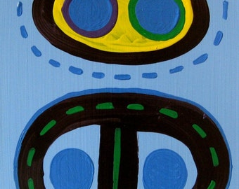 Blue Means Go / original painting / it's not all over now baby blue traffic lights gone wild / 1992