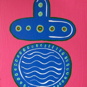 Wir sollten Leben Unterwasser / original Gemälde / wir alle Leben in einem blauen u-Boot in den rosa Ozean / Glück Nummer 1126
