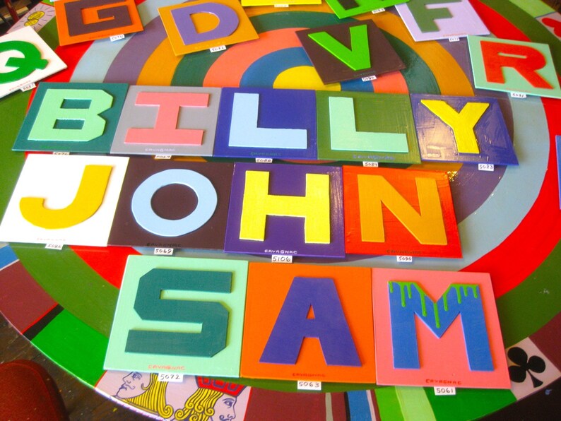 Juvenile / Original J Painting / Alphabetical Lettery Art Etsy