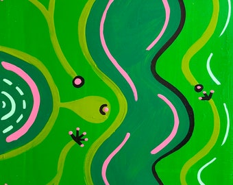 Beauty & The Beholder / original painting / green and serene / 6047