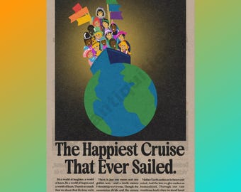 Die glücklichste Kreuzfahrt der je gesegelt ist - von Small World inspirierter Kunstdruck