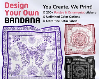 DIY Paisley Mandala Bandana: Custom Satin Scarf, Editable Canva Template