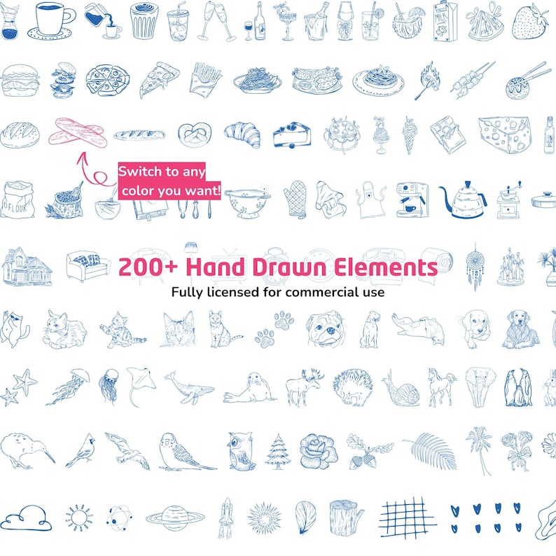Scarf icon collection with food, animals, travel, and hobbies – editable for custom layout.