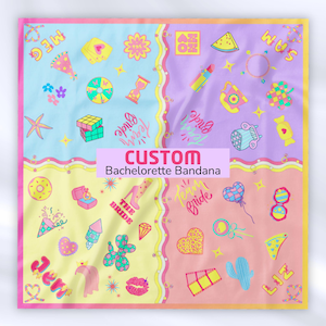 Custom Bachelorette Bandana | Pastel Bubblegum Wedding Scarf  w/ Canva Template – Personalized Bridesmaid Gift, Bridal Keepsake