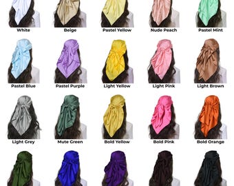 Grote vierkante satijnen sjaal: 35-inch meerkleurige hoofddoek