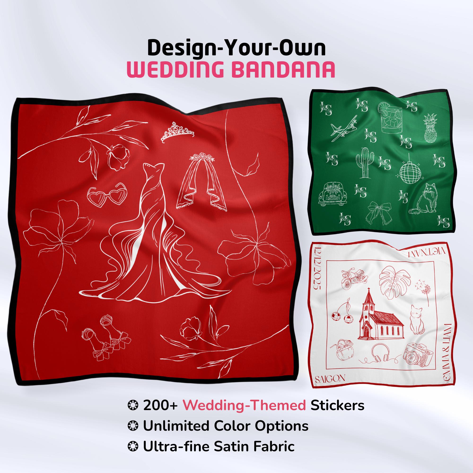 DIY Wedding Scarf | Custom Bandana w/ Canva Template – Personalized Satin Bridesmaid Gift, Bachelorette Party Favor, Bridal Keepsake