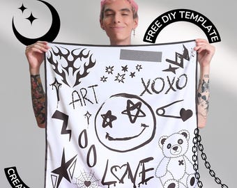 DIY Emo Bandana: Custom Y2K Punk Scarf, Editable Canva Template