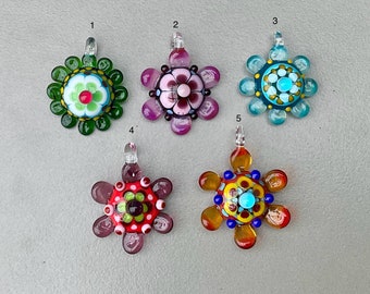 Flower power lampwork off mandrel pendant you choose SRA