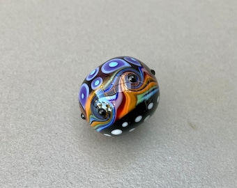 EC Rainbow cane lampwork little focal bead rainbow bubbles dots twists SRA