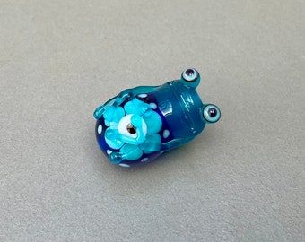 EC Hübsche capriblaue Kröte Frosch Lampwork Fokalperle