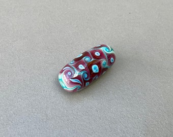 Lampwork focal bead hot pink twisted barrel