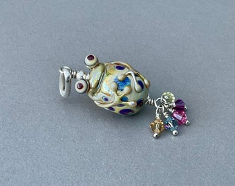 Kleiner fetter Frosch Lampwork Sterlingsilberanhänger Swarovskikristallen