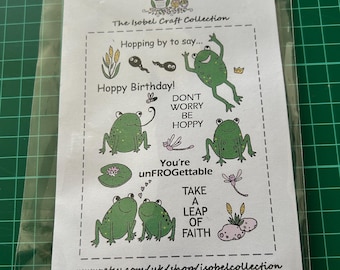 Hand Illustrated Frog Clear Stamp Set – 4x6” Photopolymer, Whimsical Cardmaking, Journaling, Scrapbooking, Nature Crafts