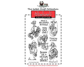 THELWELL clear stamp set, photopolymer Thelwell pony stamps, cardmaking clear stamps, HORSE Thelwell ILLUSTRATION stamps for handmade cards