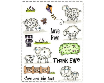 Sheep Clear Stamp Set – Cute Animal Stamps for Cardmaking, Easter Crafts & Journaling
