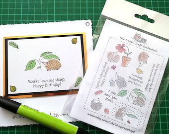 Adorable Hedgehog Clear Stamps Set for Cardmaking, Woodland Crafts, and Nature-Themed Projects