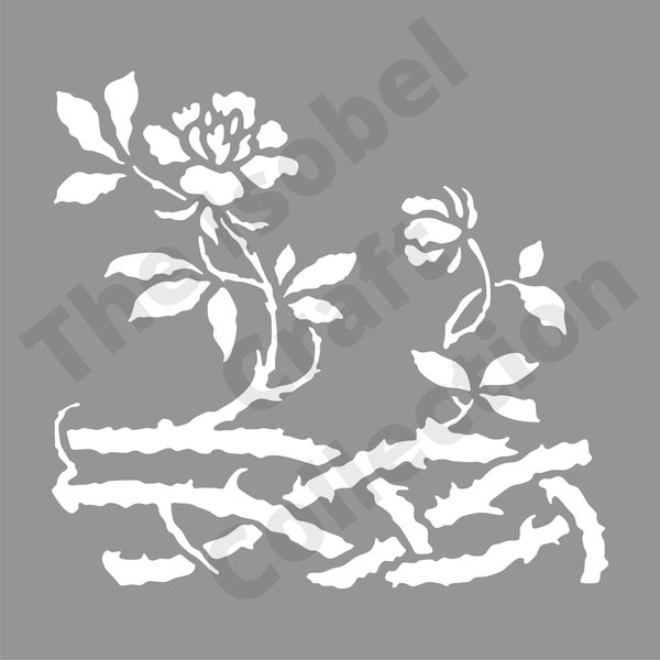 STENCIL - Wild ROSE Repeat Flower Stencil, Reusable 250 micron mylar stencil, cardmaking craft stencil, flexible stencil, home decor ideas