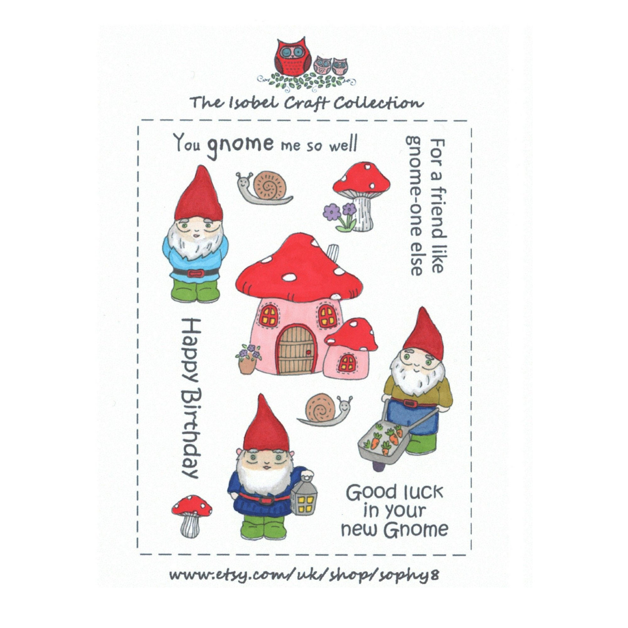 GNOME STAMPS Photopolymer Clear Stamps SET Gnome Rubber Etsy UK