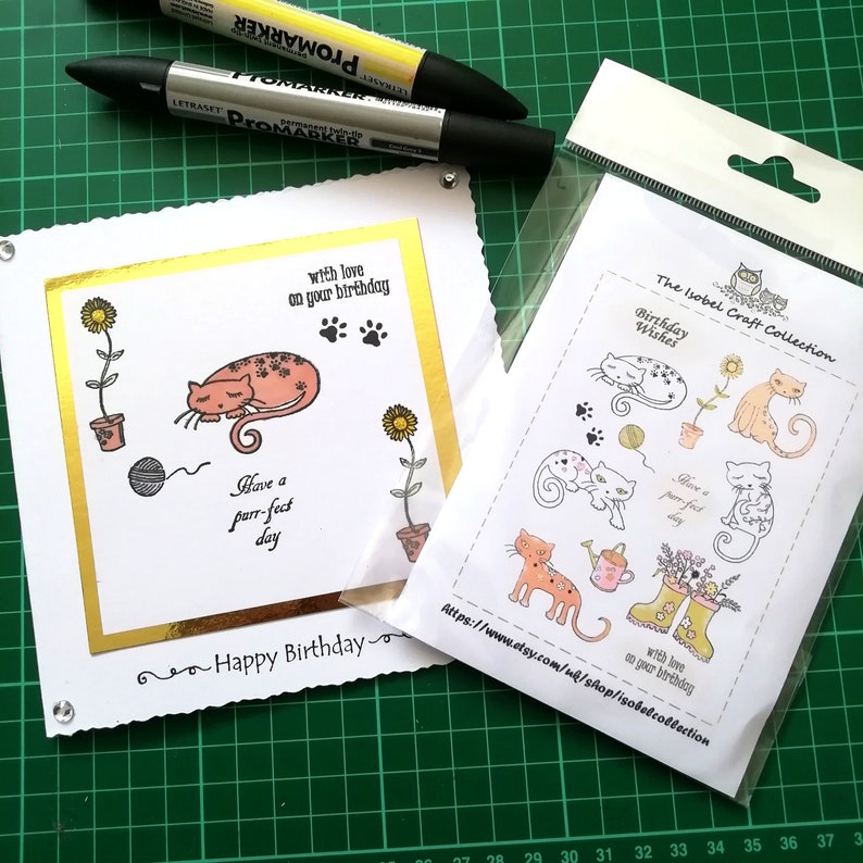 CAT STAMPS clear cat stamp set cute birthday stamps Etsy