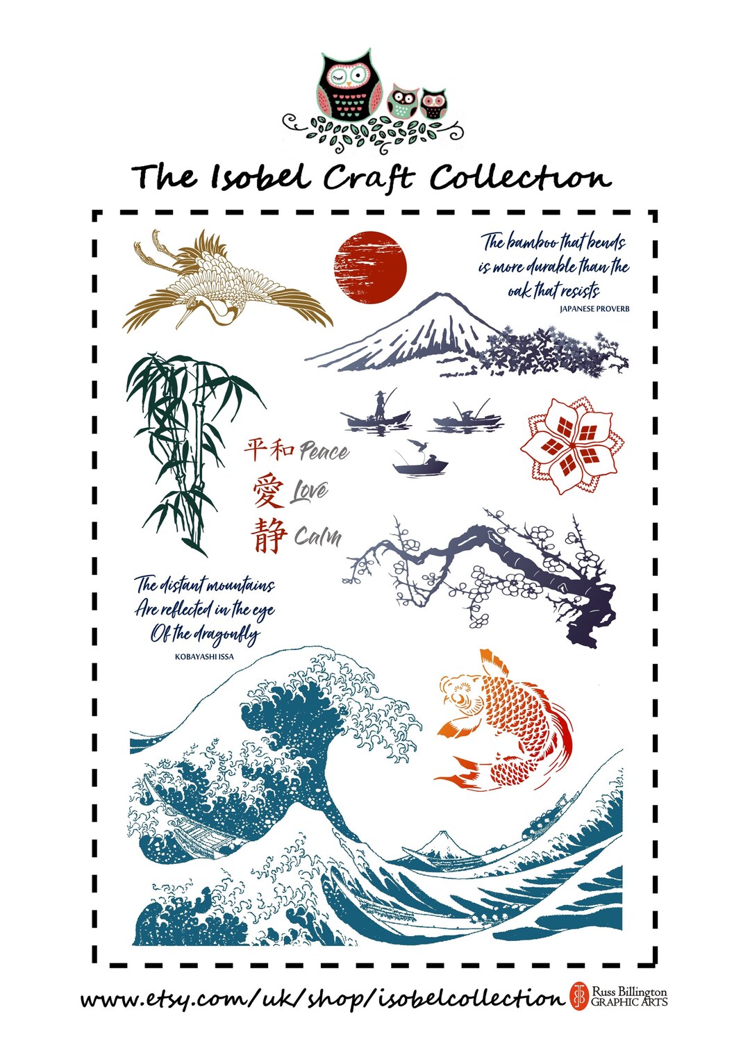 A4 JAPANESE Clear Stamps Set, A4 Card Maker Stamps, Stamps for