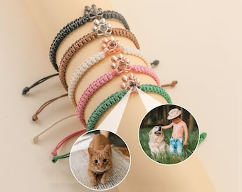 Photo Projection Bracelet Custom Pet Projection Photo Bracelet Handmade Minimalist Pet Memorial Gift Cat Dog Secret Jewelry Gift for Her Him