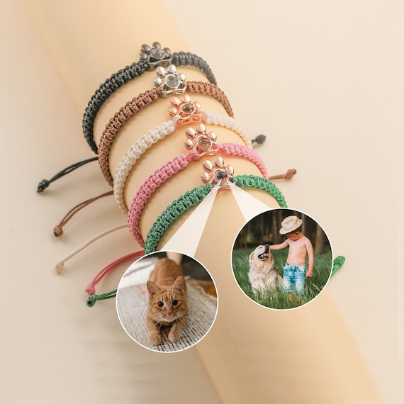 Photo Projection Bracelet Custom Pet Projection Photo Bracelet Handmade Minimalist Pet Memorial Gift Cat Dog Secret Jewelry Gift for Her Him