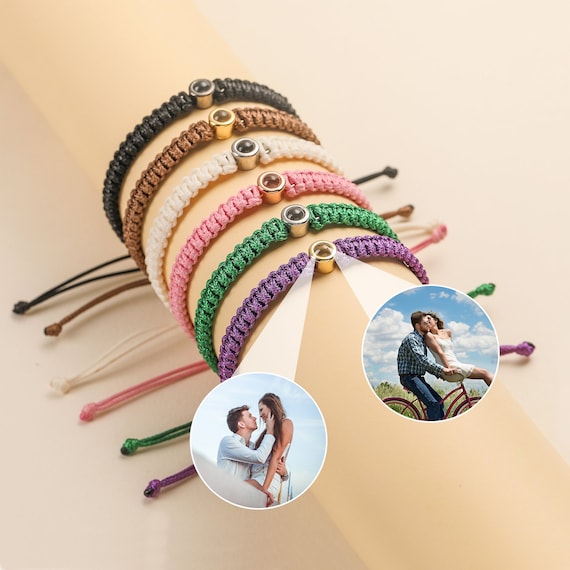 Photo Projection Bracelet Personalize Projection Photo Bead Bracelet Handmade Minimalism Picture Projection Charm Bracelets Gift for Her Him