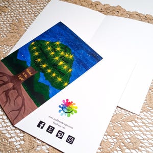 Enraciné dans la lumière - Lot de 10 cartes de voeux vierges, motif peint original imprimé sur du papier cartonné mat