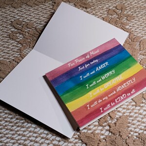 Afirmación Just for Today: paquete de 10 tarjetas de felicitación en blanco, diseño pintado original impreso en cartulina mate