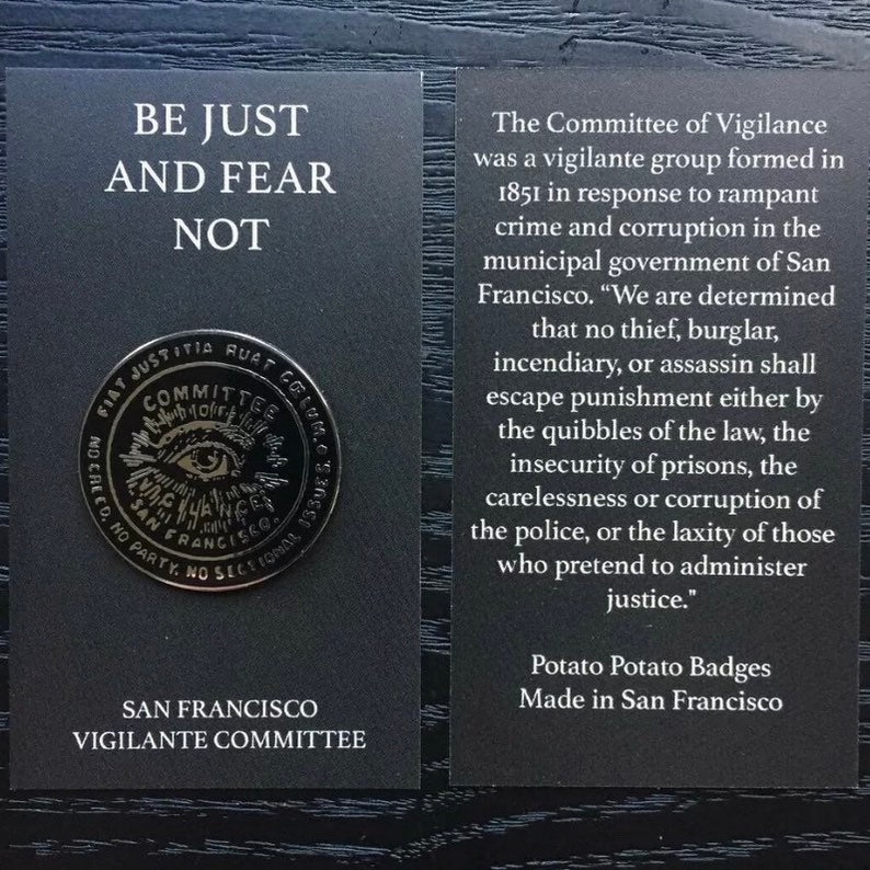 San Francisco Committee Of Vigilance 1.25 Inch Enamel Pin Badge and FREE STICKER image 3