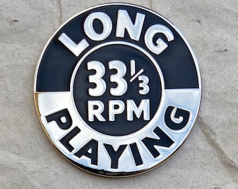 33 1/3 Long Playing Vinyl Enamel Pin Badge Button Record Album  with FREE STICKER