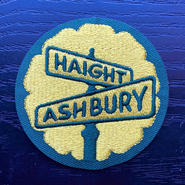 New Haight Ashbury Flower Power San Francisco Three Inch Iron On Patch. WITH FREE STICKER