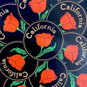 California Poppy Enamel Pin with FREE STICKER image 5