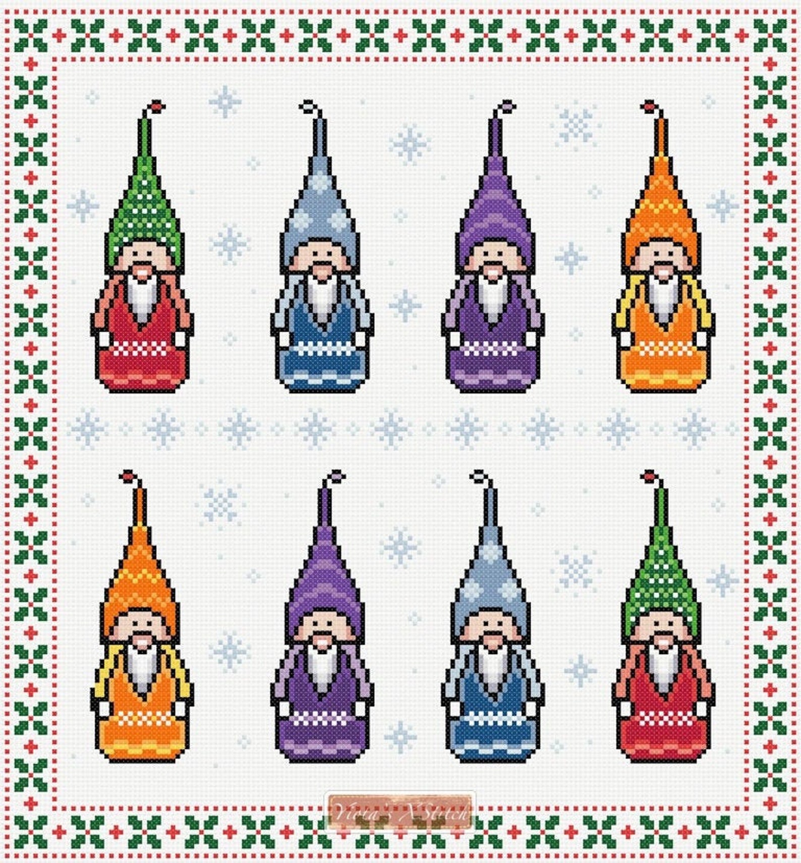 Gnomes No2 Christmas counted cross stitch kit Etsy