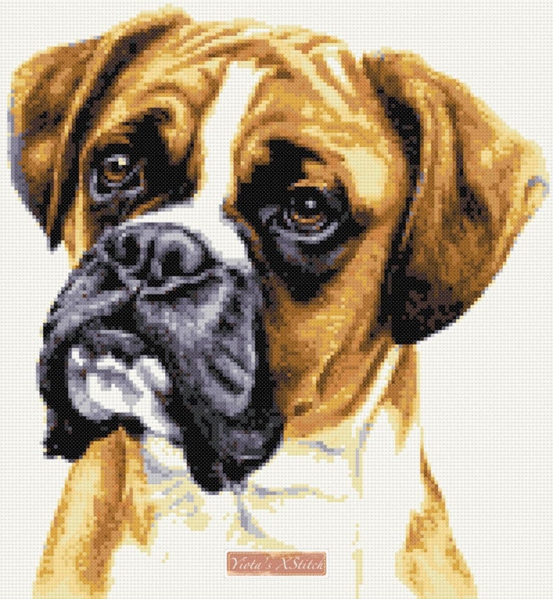 Boxer No3 Dog Counted Cross Stitch Kit Etsy