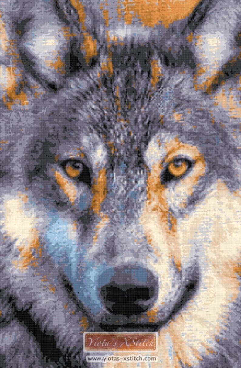 Wolf cross stitch Wolf face v2 counted cross stitch kit Etsy