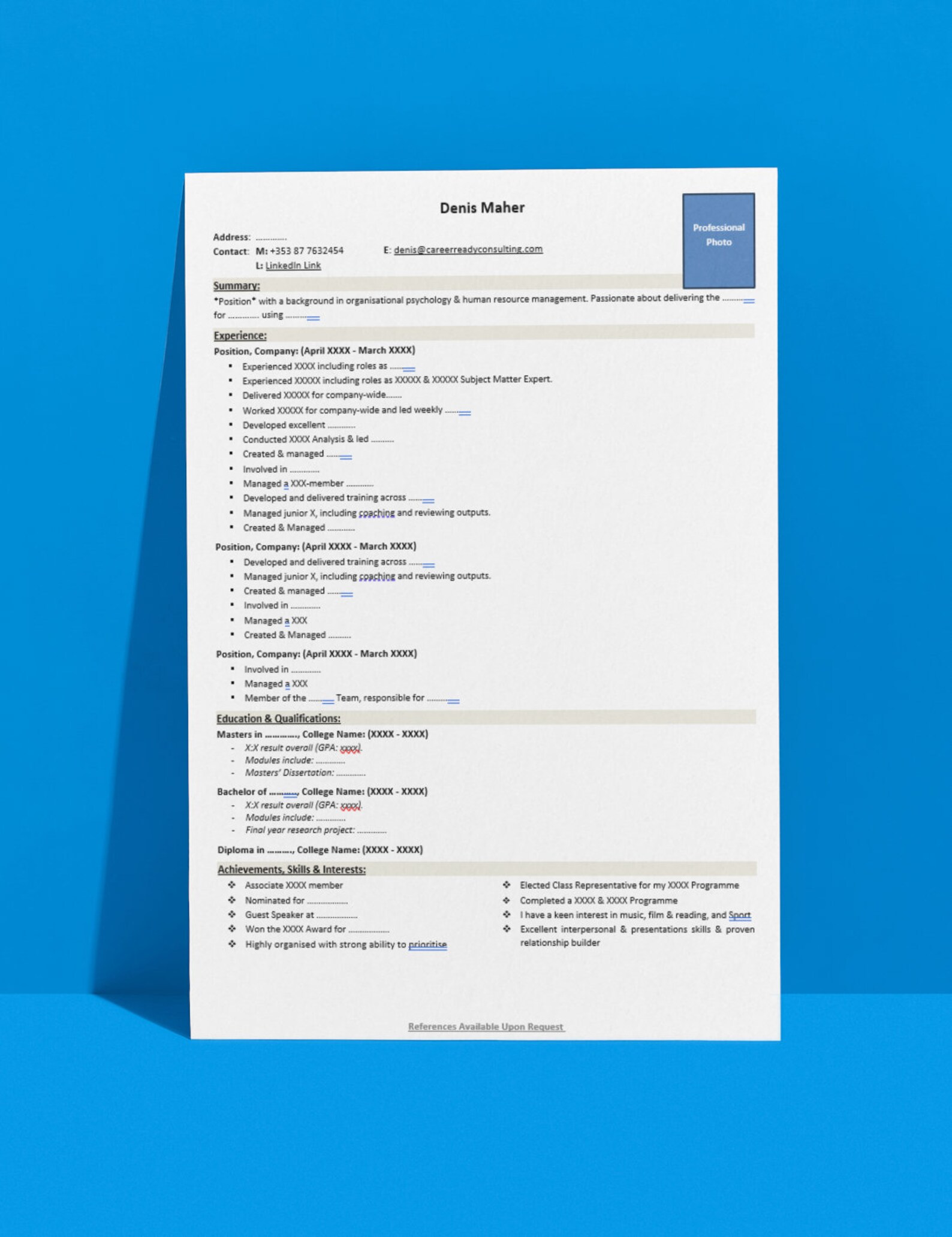 Concise Doc 2024 One-page CV / Resume Template for Students / Graduates, Concise ...