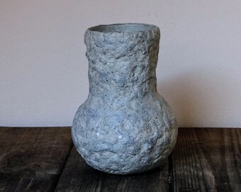 Blue pigeon vase, handmade paper mache, recicled white paper and natural pigments, wabi sabi, sustainable decor, pulp paper